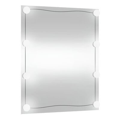 vidaXL Стенно огледало с LED лампи 50x60 см стъкло правоъгълно