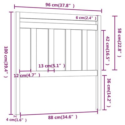 vidaXL Горна табла за легло, 96x4x100 см, бор масив