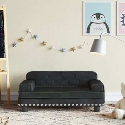 vidaXL Детски диван, черно, 90x53x30 см, кадифе