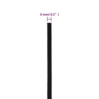 vidaXL Работно въже черно 6 мм 25 м полиестер