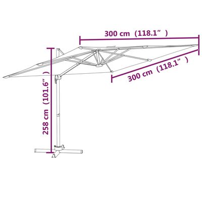 vidaXL Конзолен градински чадър с алуминиев прът, антрацит, 300x300 см