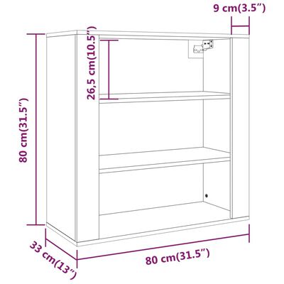 vidaXL Стенен шкаф, дъб сонома, 80x33x80 см, инженерно дърво