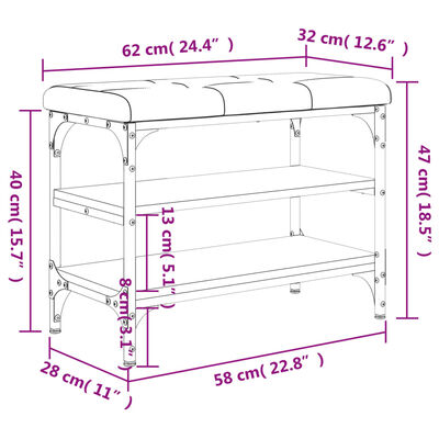 vidaXL Пейка за обувки, сонома дъб, 62x32x47 см, инженерно дърво