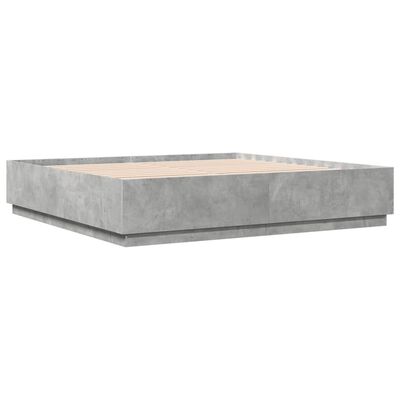 vidaXL Рамка за легло с LED осветление, бетонно сива, 180x200 см