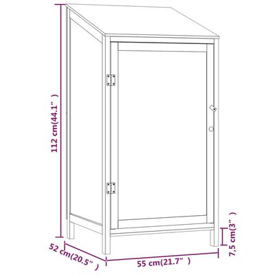 vidaXL Градинска барака, антрацит, 55x52x112 см, чамово дърво масив