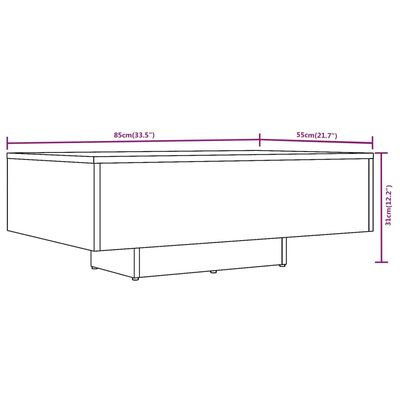 vidaXL Маса за кафе, опушен дъб, 85x55x31 см, инженерно дърво