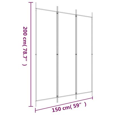 vidaXL Параван за стая, 3 панела, антрацит, 150x200 cм, текстил