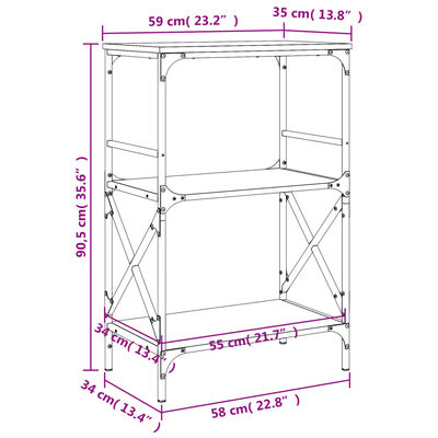 vidaXL Библиотека 3 рафта сив сонома 59x35x90,5 см инженерно дърво