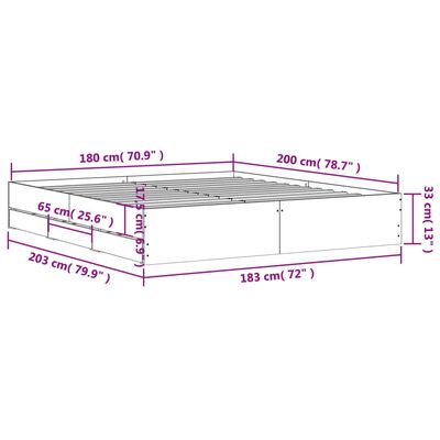 vidaXL Рамка за легло с чекмедже дъб сонома 180x200 см инженерно дърво