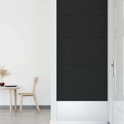 vidaXL Стенни панели, 12 бр, черен, 90x30 см, плат, 3,24 м²
