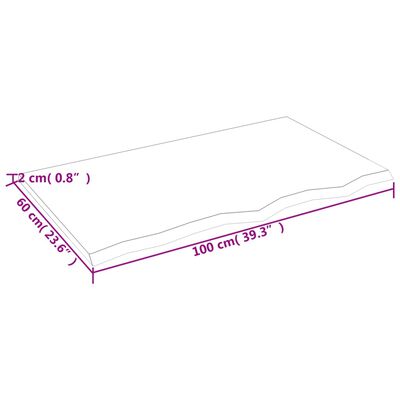 vidaXL Плот за маса, светлокафяв, 100x60x2 см, обработен масивен дъб