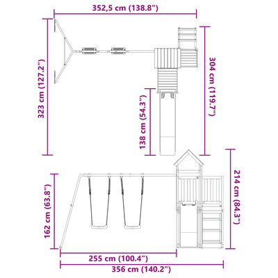vidaXL Комбинирано детско съоръжение, масивна дугласка дървесина