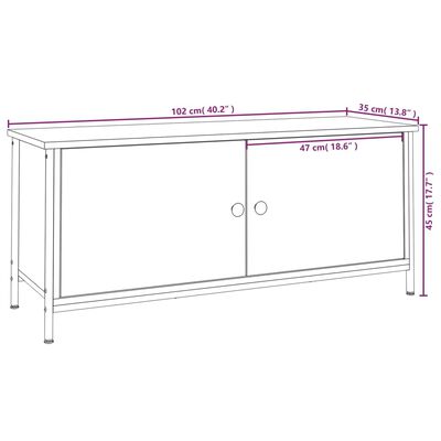 vidaXL ТВ шкаф с врати, кафяв дъб, 102x35x45 см, инженерно дърво