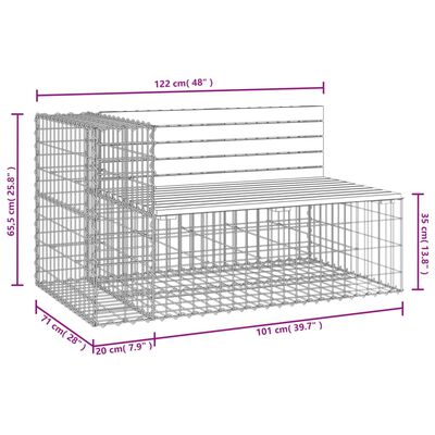 vidaXL Градинска пейка габионен дизайн 122x71x65,5 см импрегниран бор