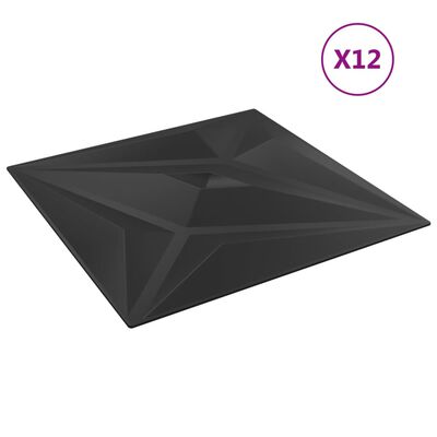 vidaXL Стенни панели 12 бр черни 50x50 см XPS 3 м² звезда