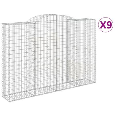 vidaXL Габионни кошници арка 9 бр 300x50x200/220 см поцинковано желязо