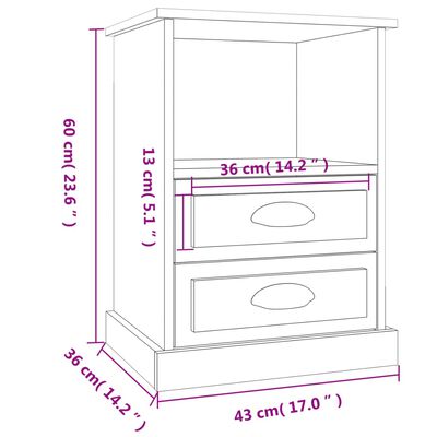 vidaXL Нощни шкафчета, 2 бр, бели, 43x36x60 см