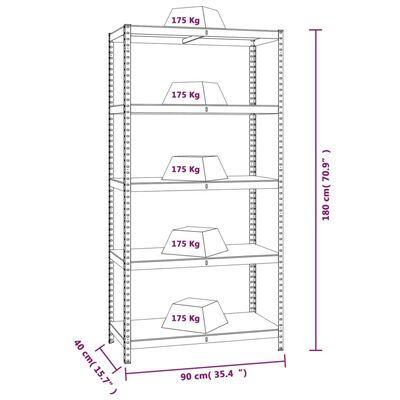 vidaXL Стелажи с 5 рафта, 3 бр, сини, стомана и инженерно дърво