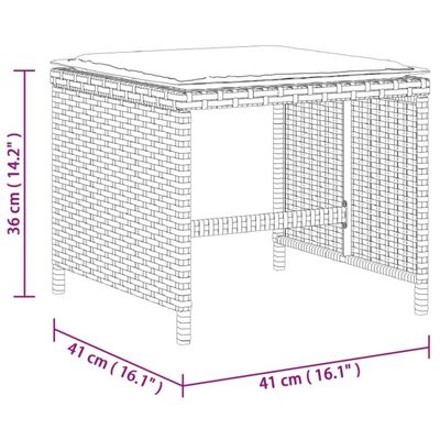 vidaXL Външни табуретки с възглавници 4 бр черни 41x41x36 см полиратан