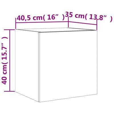 vidaXL Стенни ТВ шкафове с LED лампи, 2 бр, опушен дъб, 40,5x35x40 см