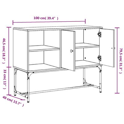 vidaXL Бюфет опушен дъб 100x40x79,5 см инженерно дърво