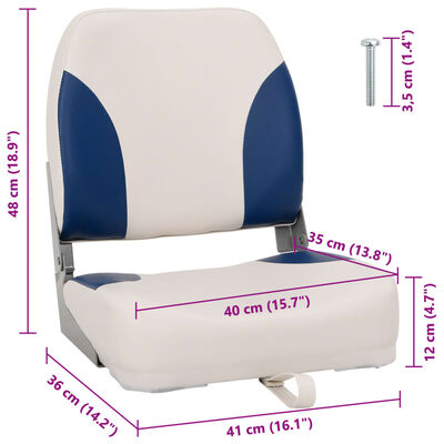 vidaXL Сгъваеми седалки за лодка от 4 части със синьо-бяла възглавница