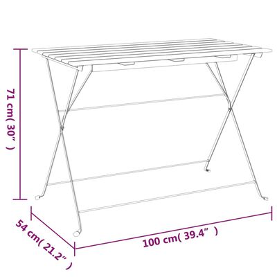 vidaXL Сгъваема бистро маса, 100x54x71 см, акация масив и стомана