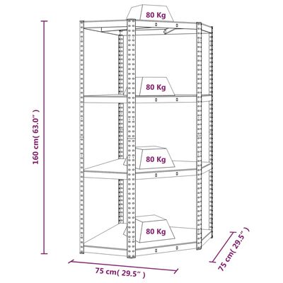 vidaXL Стелажи с 4 рафта, 5 бр, сребристи, стомана и инженерно дърво