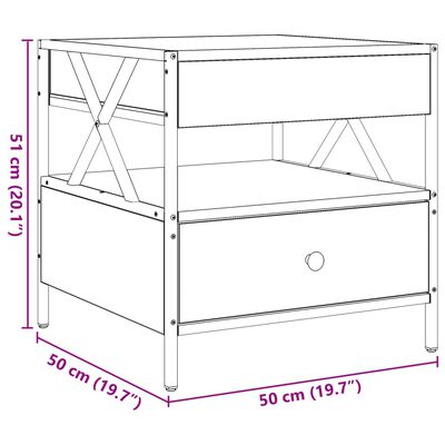 vidaXL Маса за кафе с Infinity LED, сив сонома, 50x50x51 см