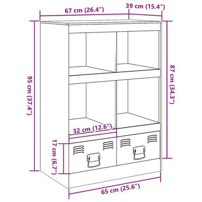 vidaXL Висок шкаф, горчица жълто, 67x39x95 см, стомана