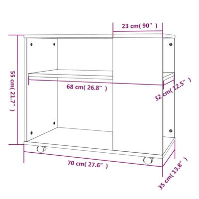 vidaXL Странична маса, кафяв дъб, 70x35x55 см, инженерно дърво