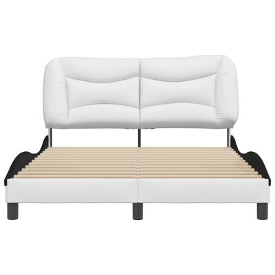 vidaXL Рамка за легло с табла, бяло-черна, 140x200 см, изкуствена кожа