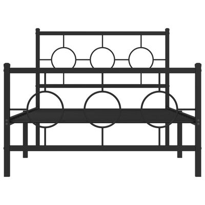 vidaXL Метална рамка за легло с горна и долна табла, черна, 100x190 см