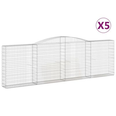 vidaXL Габионни кошници арка 5 бр 400x30x120/140см поцинковано желязо