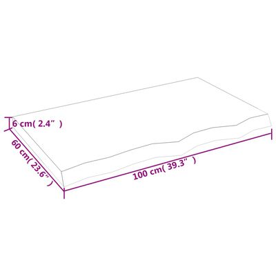 vidaXL Плот за баня 100x60x(2-6) см необработено масивно дърво