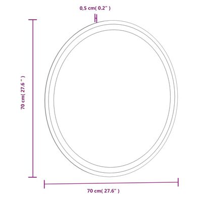 vidaXL LED огледало за баня 70 см кръгло