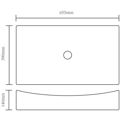vidaXL Керамична правоъгълна мивка, черна
