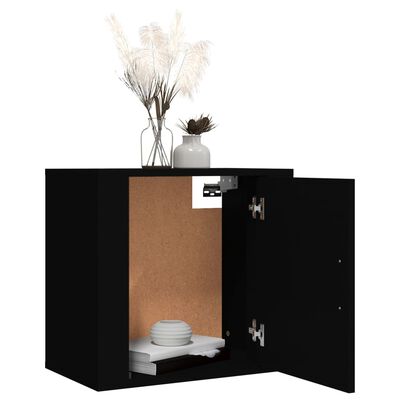 vidaXL Нощни шкафчета за стенен монтаж, 2 бр, черни 50x30x47 см