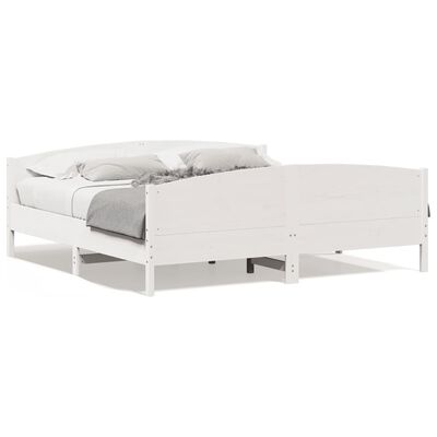 vidaXL Рамка за легло с табла, бяла, 180x200 см, борово дърво масив