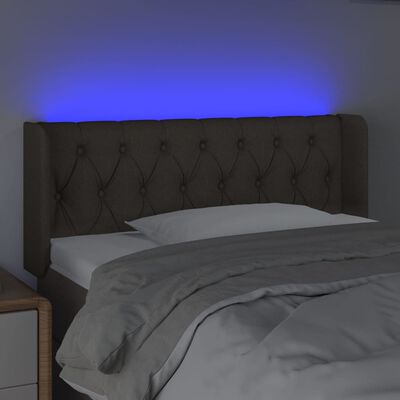 vidaXL LED горна табла за легло, таупе,93x16x78/88 см, плат