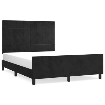 vidaXL Рамка за легло с табла, черна, 140x200 см, кадифе