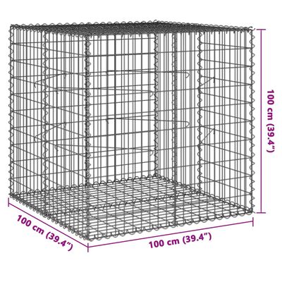 vidaXL Габионна кошница с капак, 100x100x100 см, поцинковано желязо