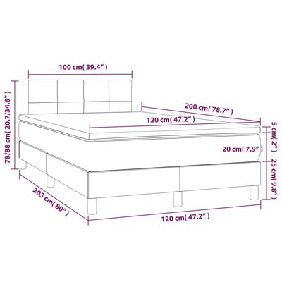 vidaXL Боксспринг легло с матрак и LED, синьо, 120x200 см, плат