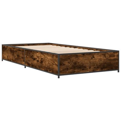 vidaXL Рамка за легло, опушен дъб, 90x190 см, инженерно дърво и метал