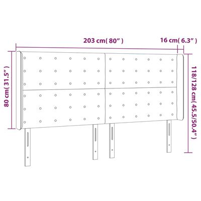 vidaXL Горна табла за легло с уши, таупе, 203x16x118/128 см, плат