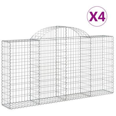 vidaXL Габионни кошници арка 4 бр 200x30x100/120 см поцинковано желязо