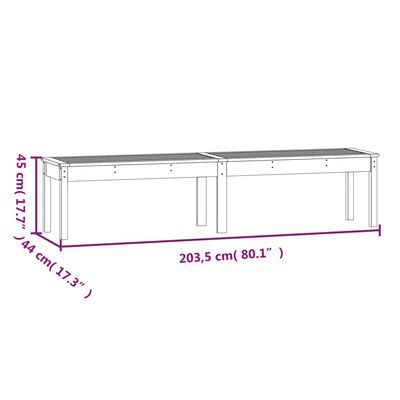 vidaXL 2-местна градинска пейка, 203,5x44x45 см, дугласко дърво масив