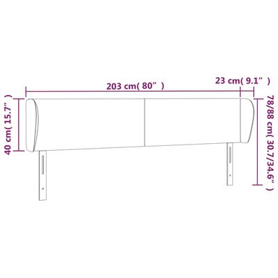 vidaXL Горна табла за легло с уши, синя, 203x23x78/88 см, плат