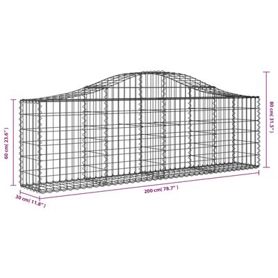 vidaXL Габионни кошници арка 2 бр 200x30x60/80 см поцинковано желязо