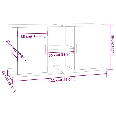 vidaXL Поставка за аквариум, кафяв дъб, 121x41x58 см, инженерно дърво